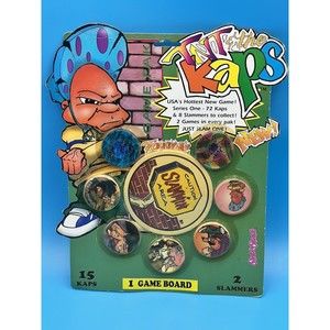 Vintage 1990s TNT & the Kaps Slamopolis Pog Cap Game Set - Sealed On Card